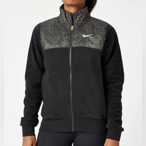 Nike Gold Stardust Print Black Plush Jacket - Medium